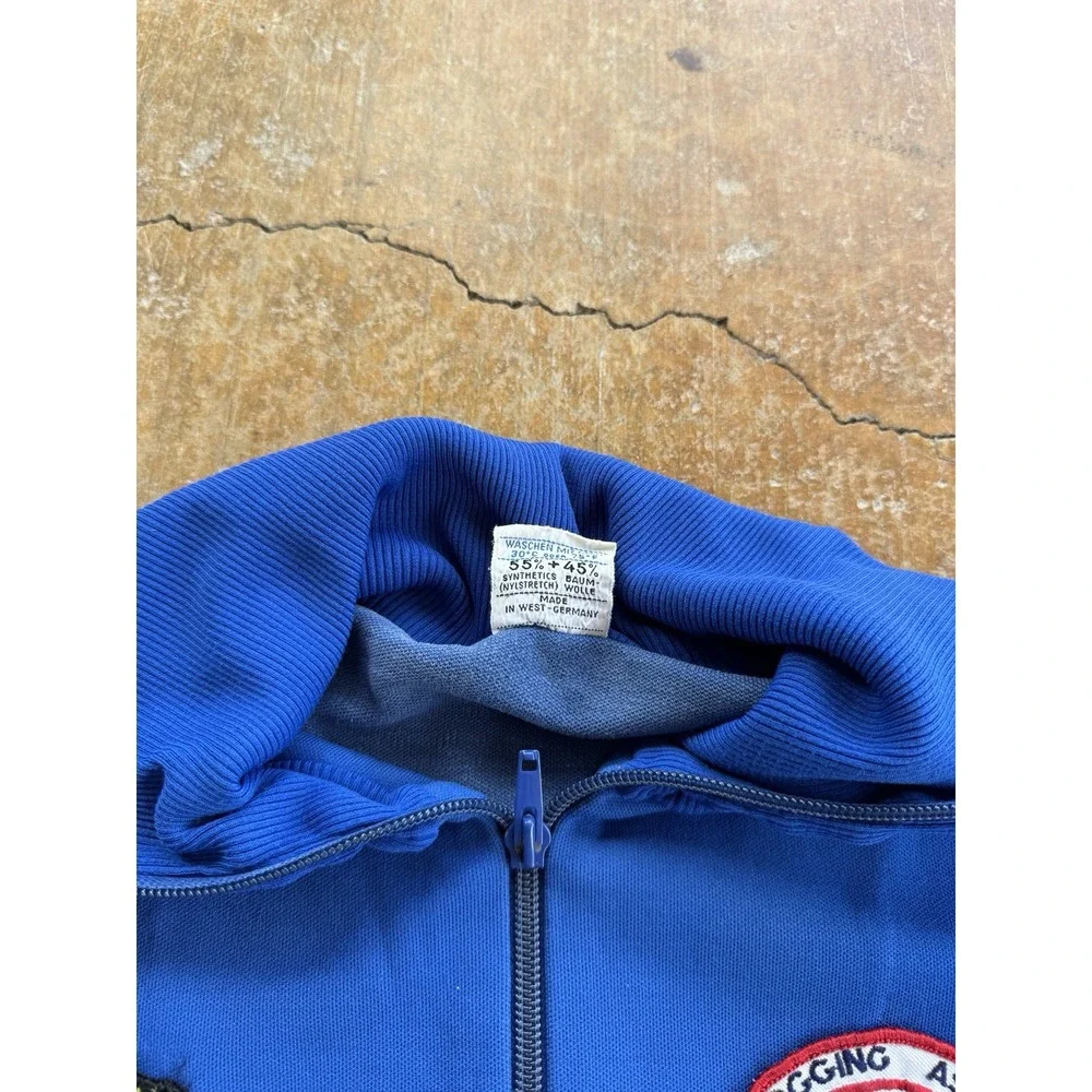 VTG 70s Adidas Trefoil Zip Up Nylon Track Jacket Running Club Patches Germany (L